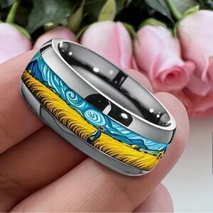 Van Gogh Watcher of the Wheat Field Men’s Artistic 8 mm 304 Stainless Steel
